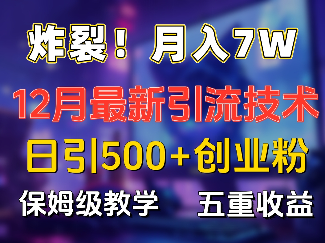 炸裂！月入7W+揭秘12月最新日引流500+精准创业粉，多重收益保姆级教学-玖卿社区