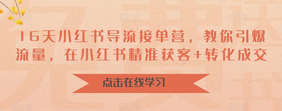 16天-小红书 导流接单营，教你引爆流量，在小红书精准获客+转化成交-玖卿社区