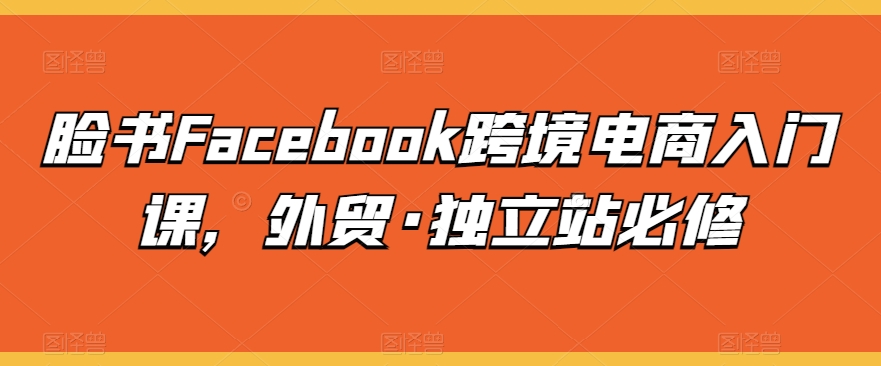 脸书Facebook跨境电商入门课，外贸·独立站必修-玖卿社区