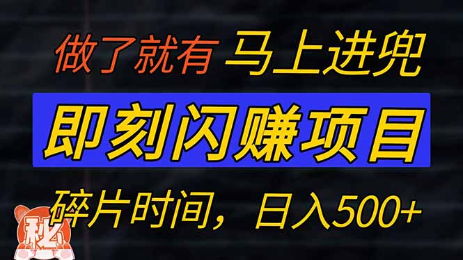 零门槛 即刻闪赚项目！！！仅手机操作，利用碎片时间，轻松日赚500+-玖卿社区