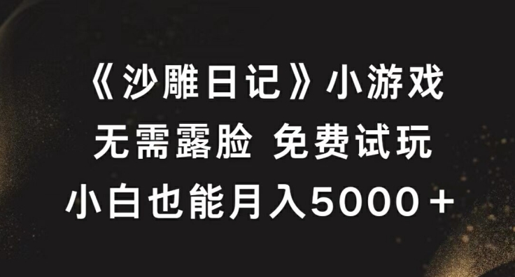 《沙雕日记》小游戏，无需露脸免费试玩，小白也能月入5000+【揭秘】-玖卿社区