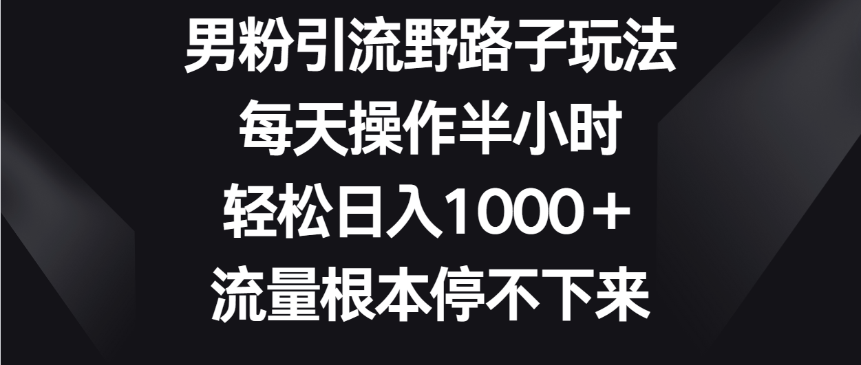 男粉引流野路子玩法，每天操作半小时轻松日入1000＋，流量根本停不下来-玖卿社区