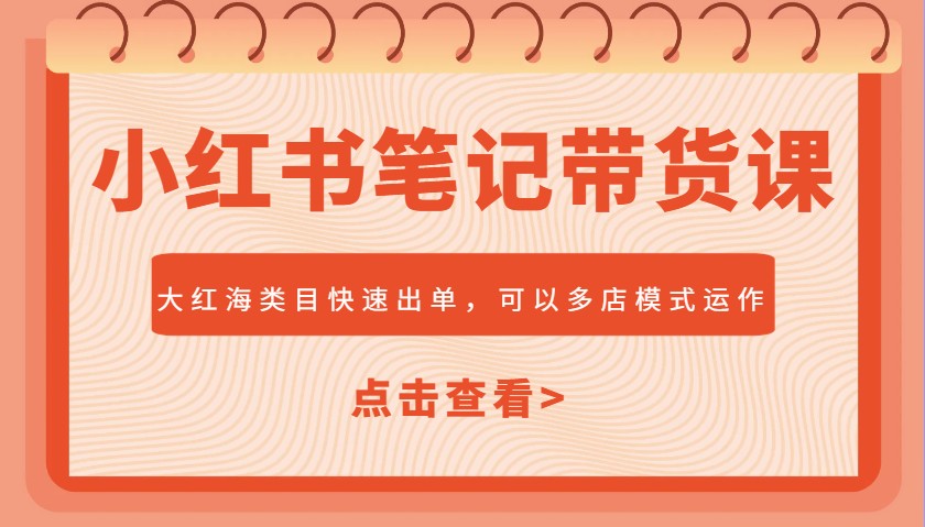 小红书笔记带货课，大红海类目快速出单，市场大，可以多店模式运作-玖卿社区