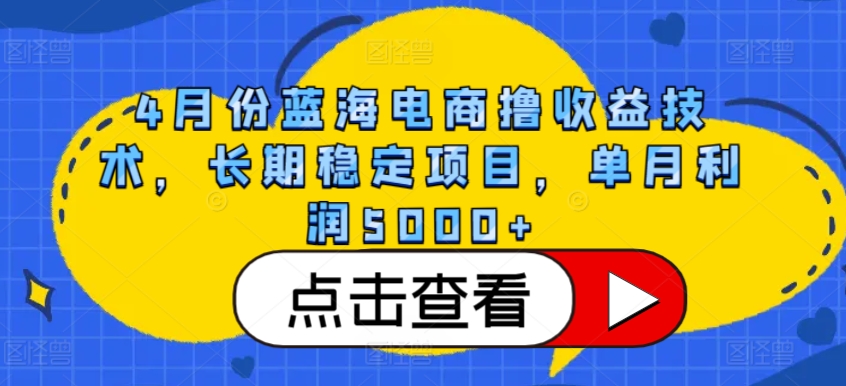 4月份蓝海电商撸收益技术，长期稳定项目，单月利润5000+-玖卿社区