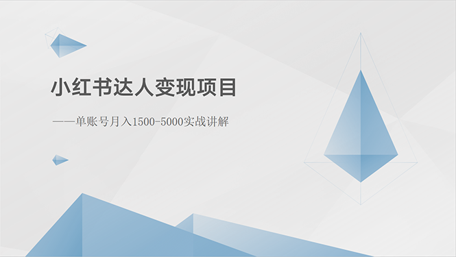 （10720期）小红书达人变现项目：单账号月入1500-3000实战讲解-玖卿社区