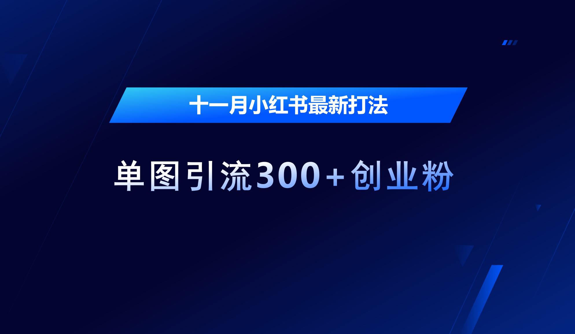 十一月，小红书最新打法，单图引流300+创业粉-玖卿社区