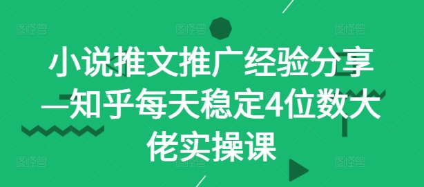 小说推文推广经验分享—知乎每天稳定4位数大佬实操课-玖卿社区