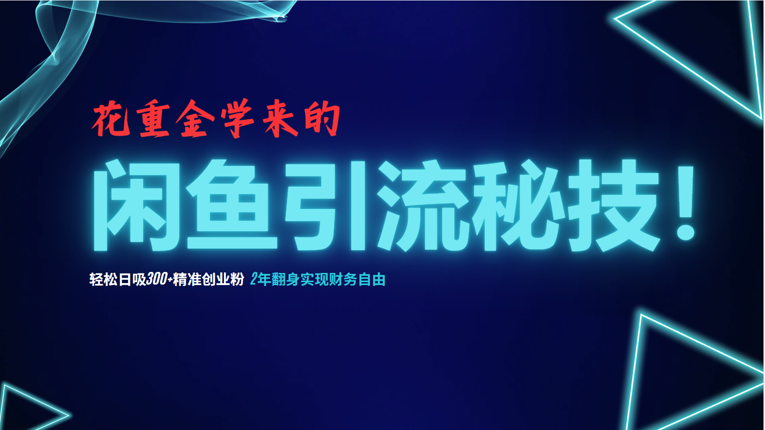 （12887期）花重金学来的闲鱼引流秘技！轻松日吸300+精准创业粉，每天躺赚5000+，2…-玖卿社区