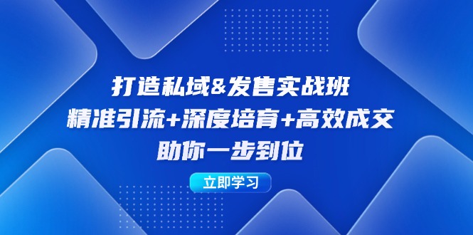 打造私域&发售实操班：精准引流+深度培育+高效成交，助你一步到位-玖卿社区