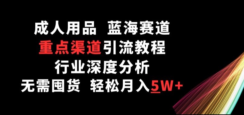 成人用品，蓝海赛道，重点渠道引流教程，行业深度分析，无需囤货，轻松月入5W+-玖卿社区