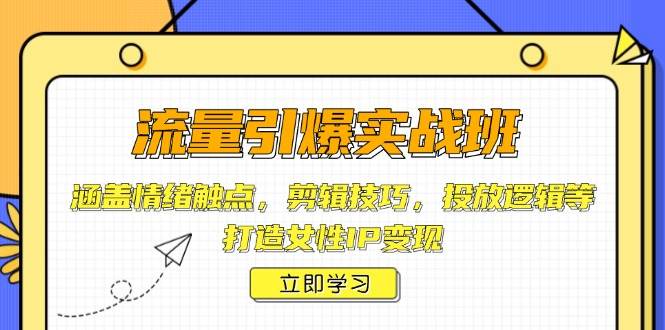 流量引爆实战班，涵盖情绪触点，剪辑技巧，投放逻辑等，打造女性IP变现-玖卿社区