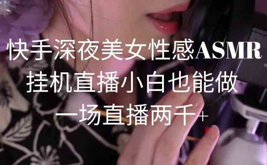 （9243期）快手深夜美女性感ASMR挂机直播，小白也能做，一场直播两千+-玖卿社区