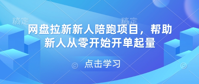 网盘拉新新人陪跑项目，帮助新人从零开始开单起量-玖卿社区