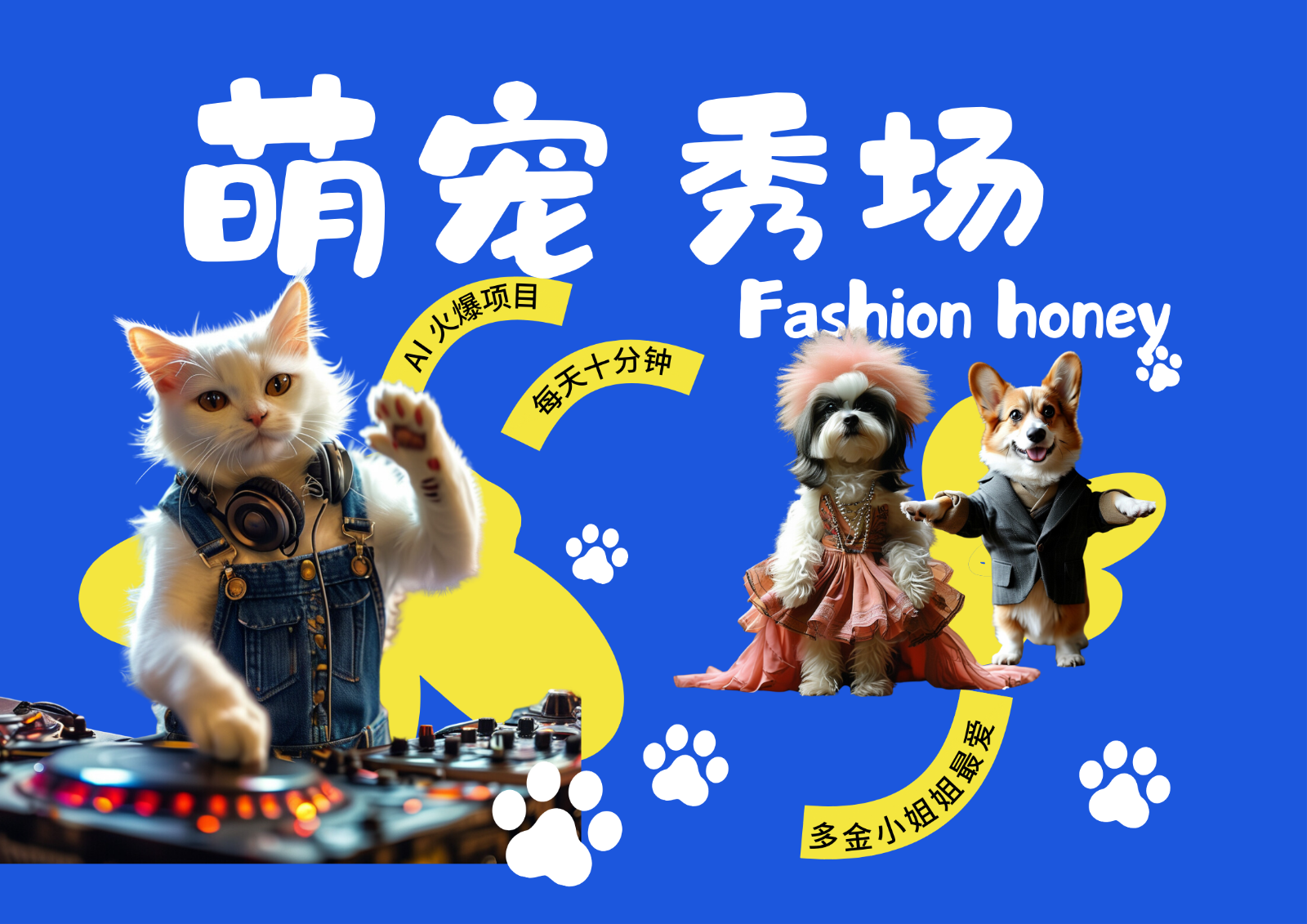 酷飒动物跳舞走秀 时尚喵FASHION汪 多金小姐姐最爱的 轻松月入破W-玖卿社区