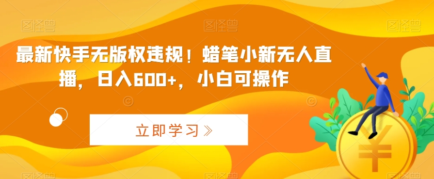 最新快手无版权违规！蜡笔小新无人直播，日入600+，小白可操作-玖卿社区