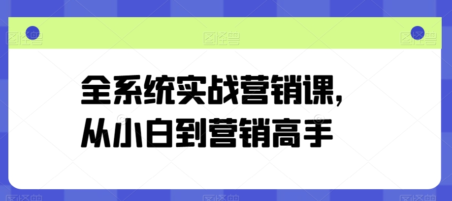 全系统实战营销课，从小白到营销高手-玖卿社区