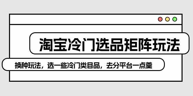 （10159期）淘宝冷门选品矩阵玩法：换种玩法，选一些冷门类目品，去分平台一点羹-玖卿社区