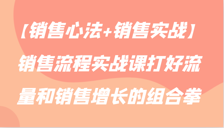 【销售心法+销售实战】销售流程实战课打好流量和销售增长的组合拳-玖卿社区