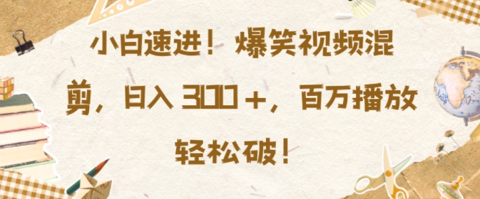 小白速进，爆笑视频混剪，日入3张，百万播放轻松破【揭秘】-玖卿社区