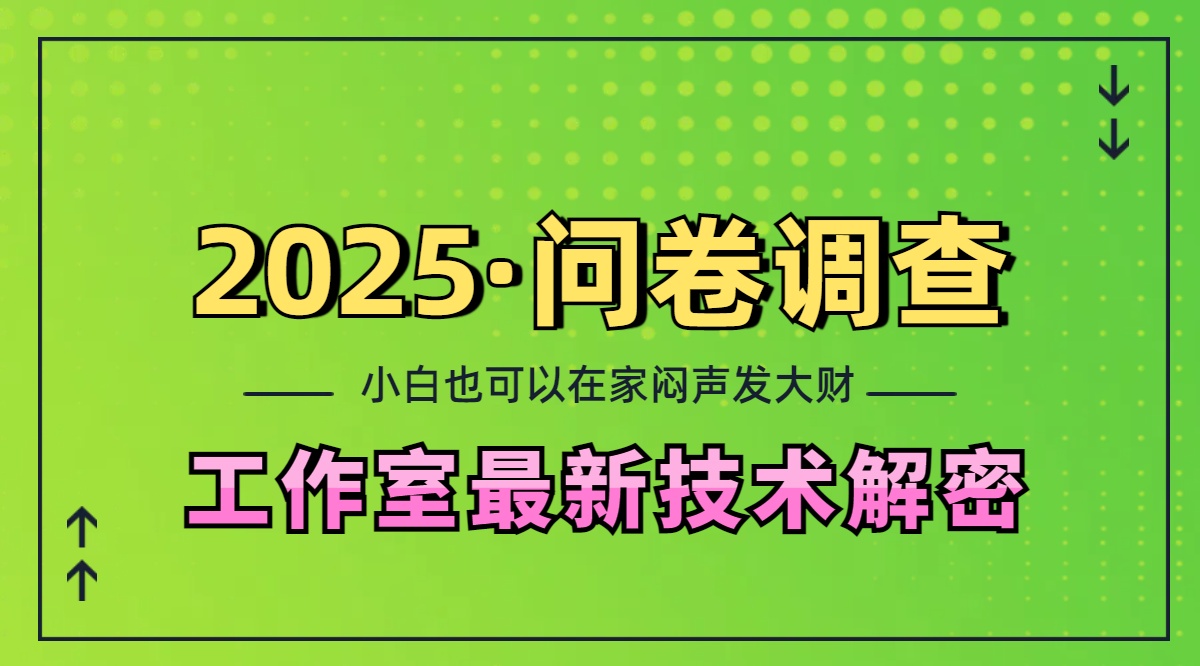 2025《问卷调查》最新工作室技术解密：一个人在家也可以闷声发大财，小白一天200+，可矩阵放大-玖卿社区