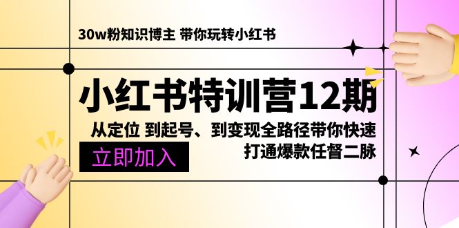（10666期）小红书特训营12期：从定位 到起号、到变现全路径带你快速打通爆款任督二脉-玖卿社区