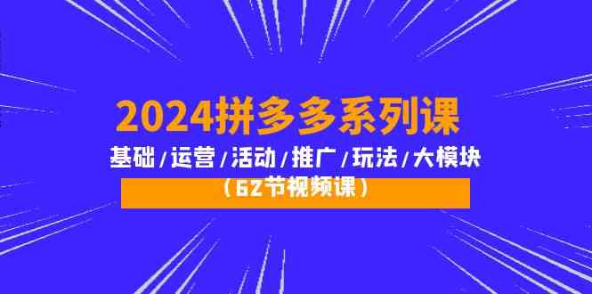 （10019期）2024拼多多系列课：基础/运营/活动/推广/玩法/大模块（62节视频课）-玖卿社区