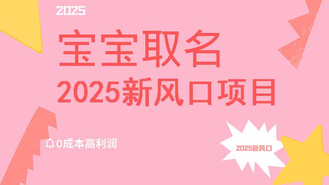 2025新风口项目宝宝取名，0成本高利润，附保姆级教程，月入过万不是梦-玖卿社区