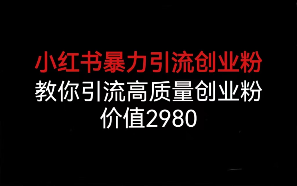小红书暴力引流创业粉，教你引流高质量创业粉，价值2980-玖卿社区