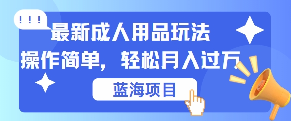 最新成人用品项目玩法，操作简单，动动手，轻松日入几张【揭秘】-玖卿社区