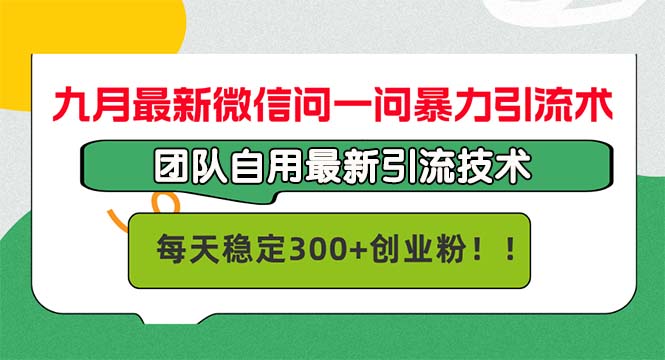 九月最新微信问一问暴力引流术，团队自用引流术，每天稳定300+创…-玖卿社区