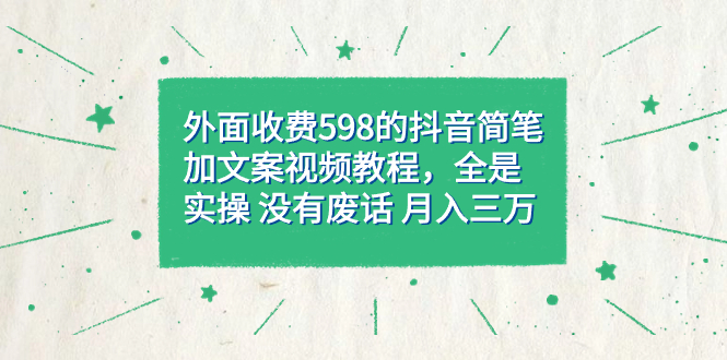 外面收费598抖音简笔加文案教程，全是实操 没有废话 月入三万（教程+资料）-玖卿社区