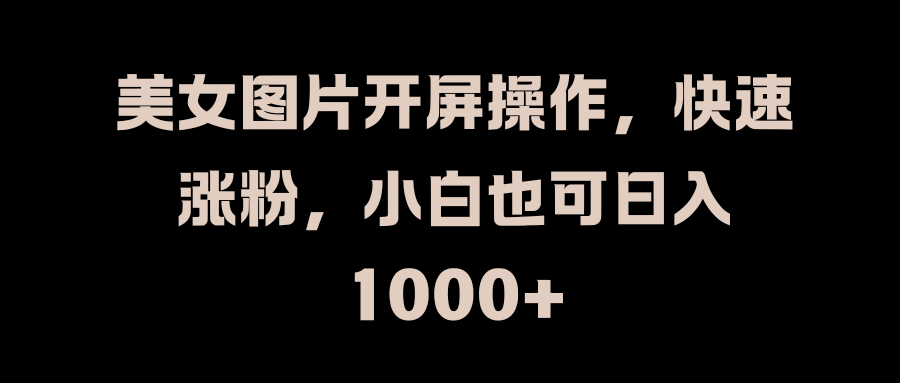 美女图片开屏操作，快速涨粉，小白也可日入1000+-玖卿社区
