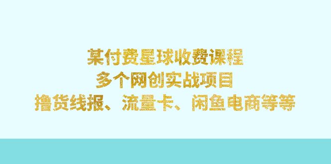 某付费星球课程：多个网创实战项目，撸货线报、流量卡、闲鱼电商等等-玖卿社区