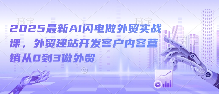 2025最新AI闪电做外贸实战课，外贸建站开发客户内容营销从0到3做外贸-玖卿社区