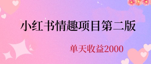 最近爆火小红书情趣项目第二版，每天2000+-玖卿社区