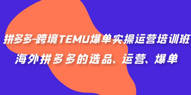 拼多多-跨境TEMU爆单实操运营培训班，海外拼多多的选品、运营、爆单-玖卿社区