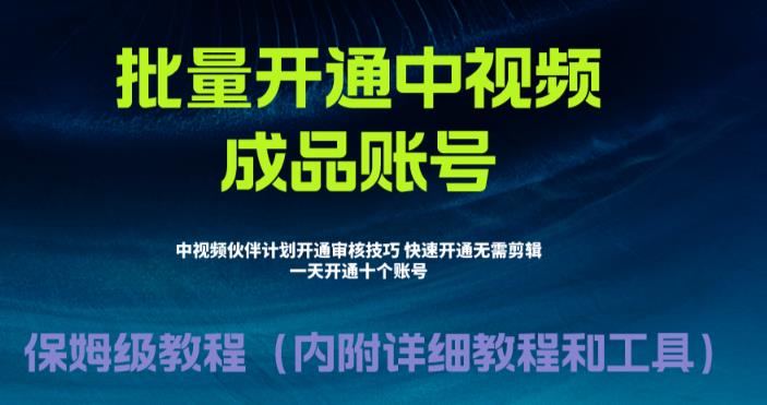 外面收费1980暴力开通中视频计划教程，附 快速通过中视频伙伴计划的办法-玖卿社区