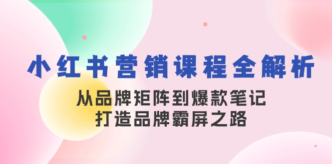 小红书营销课程全解析，从品牌矩阵到爆款笔记，打造品牌霸屏之路-玖卿社区