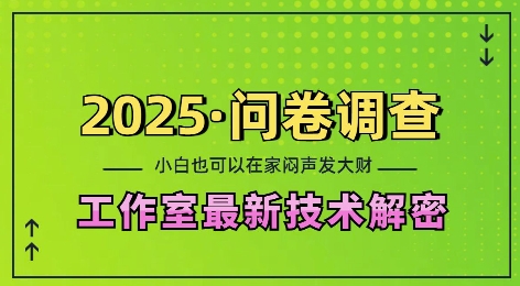 2025问卷调查最新工作室技术解密：一个人在家也可以闷声发大财，小白一天2张，可矩阵放大【揭秘】-玖卿社区