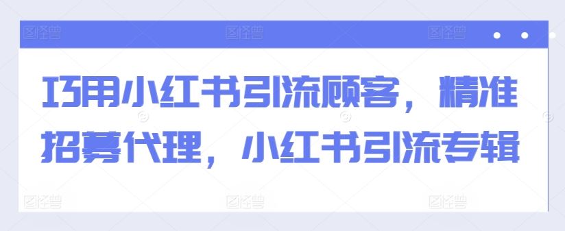 巧用小红书引流顾客，精准招募代理，小红书引流专辑-玖卿社区