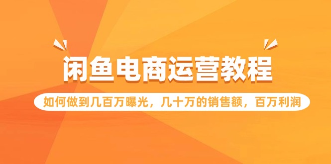 闲鱼电商运营教程：如何做到几百万曝光，几十万的销售额，百万利润-玖卿社区