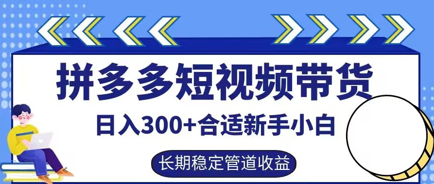 拼多多短视频带货日入300+有长期稳定被动收益，合适新手小白【揭秘】-玖卿社区