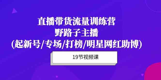 （10016期）直播带货流量特训营，野路子主播(起新号/专场/打榜/明星网红助博)19节课-玖卿社区
