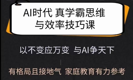 Ai时代真学霸思维与学习方法课，有格局且接地气，家庭教育有力参考-玖卿社区