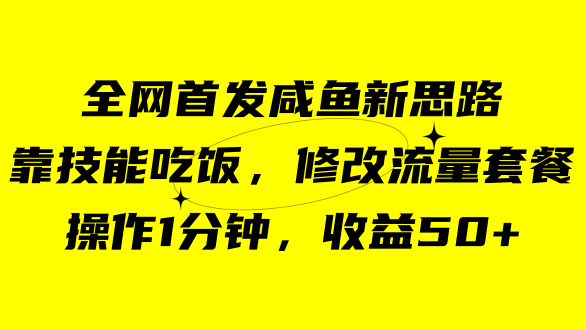 咸鱼冷门新玩法，靠“技能吃饭”，修改流量套餐，操作1分钟，收益50+-玖卿社区