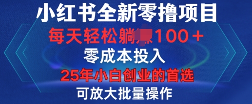 小红书全新纯零撸项目，只要有号就能玩，可放大批量操作，轻松日入100+【揭秘】-玖卿社区