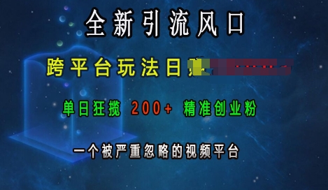 全新引流风口，跨平台玩法日入上k，单日狂揽200+精准创业粉，一个被严重忽略的视频平台-玖卿社区