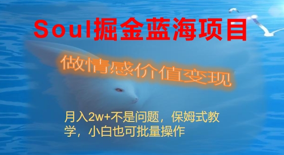 Soul掘金蓝海项目细分赛道，做情感价值变现，月入2w+不是问题-玖卿社区