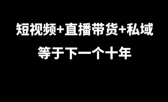 短视频+直播带货+私域等于下一个十年，大佬7年实战经验总结-玖卿社区