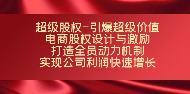 超级股权-引爆超级价值：电商股权设计与激励：打造全员动力机制 实现-玖卿社区